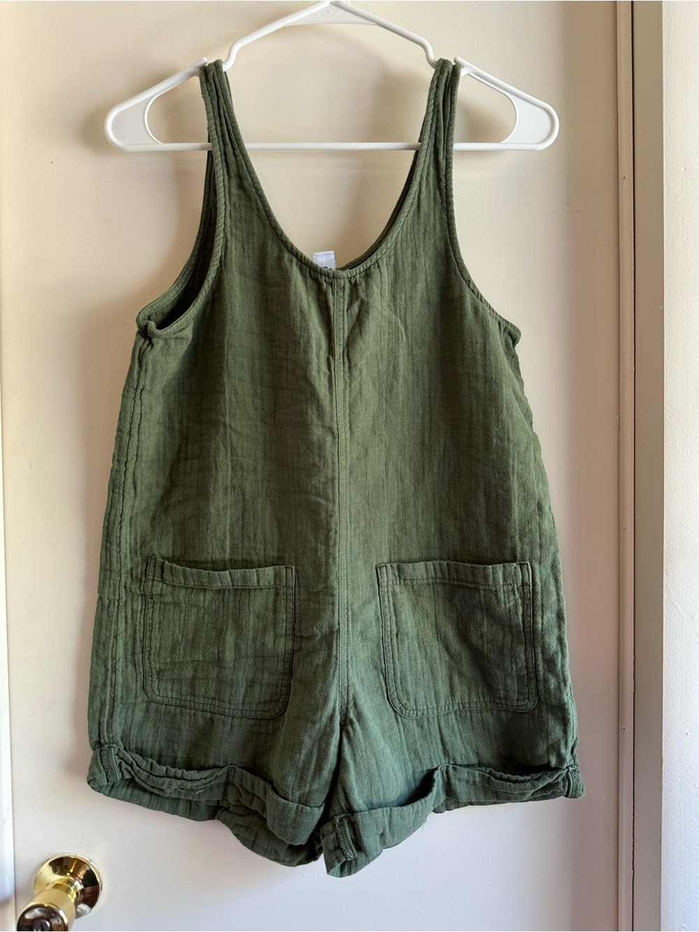 Old Navy Olive Green Sleeveless Cotton Romper